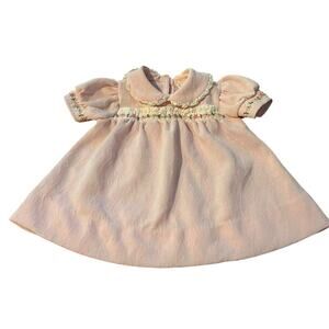 Vintage 1978 Carter’s Baby Dress Pink Floral Trim Puff Sleeve 3–12 Months